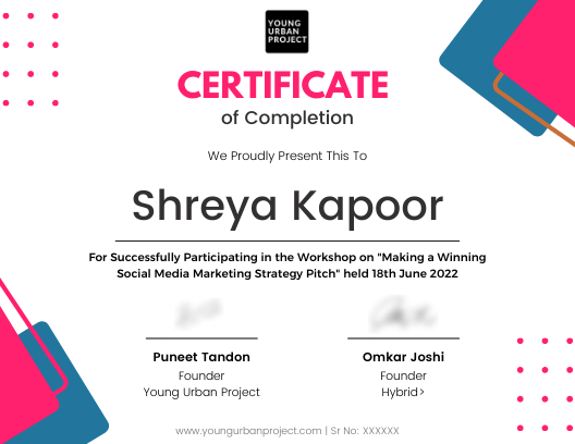 social media marketing pitch Certificate