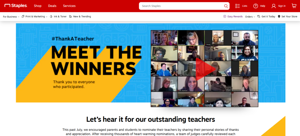 Staples’ #ThankATeacher