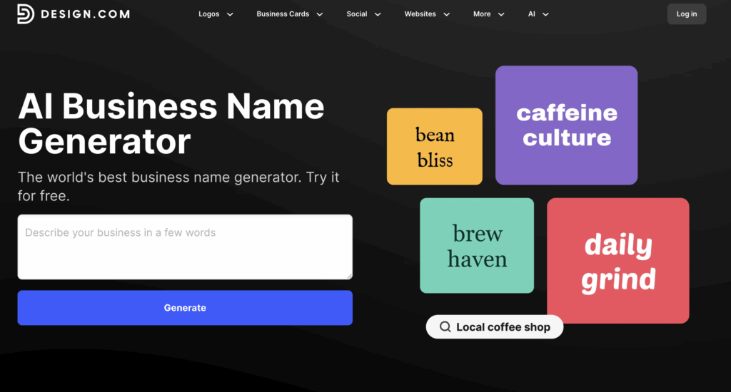 10 AI Business Name Generator for Unique Name Ideas 2 ai business name generator design.com