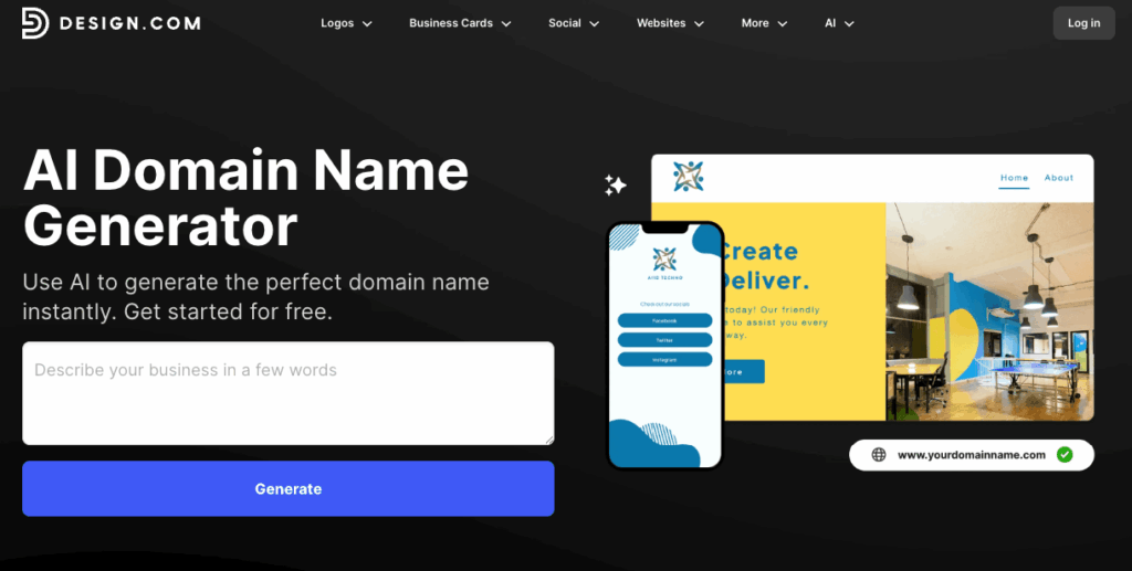 AI Domain Name Generator: Find the Perfect Domain with AI (2026 Guide) 2 ai domain name generator design.com