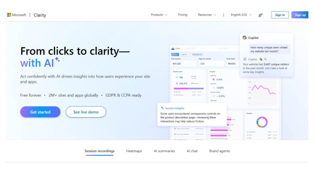 15 AI Customer Behavior Analysis Tools to Understand Customer Behavior 9 Microsoft clarity