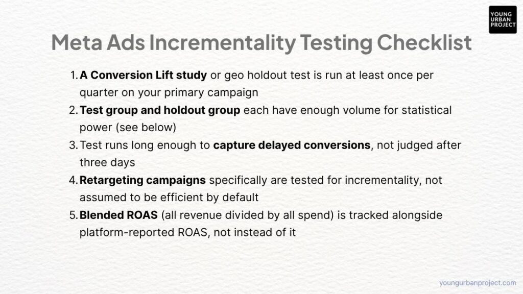 Meta Ads Optimization Checklist: The Complete Guide for Andromeda-Era Campaigns (2026) 7 Meta ads incrementality testing checklist