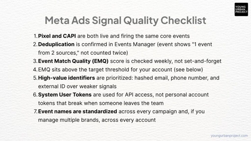 Meta Ads Optimization Checklist: The Complete Guide for Andromeda-Era Campaigns (2026) 6 Meta ads signal quality checklist