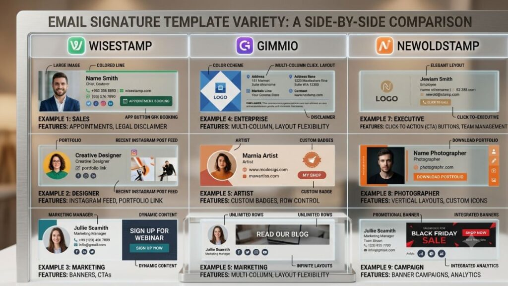 10 Best Email Signature Generators to Create Professional Signatures (2026) 4 Rendered version of the comparison table above as a branded graphic
