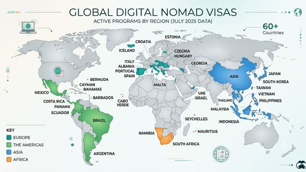 Digital Nomad Visas in 2026: Which Countries Actually Make It Easy 2 World map showing countries offering digital nomad visas in 2026
