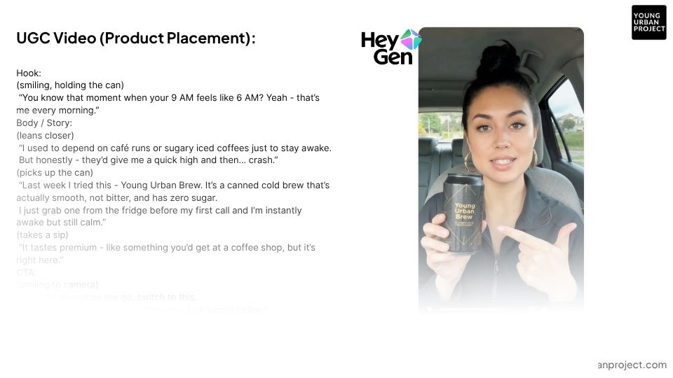 Young Urban Brew ad creative screenshot from the workshop