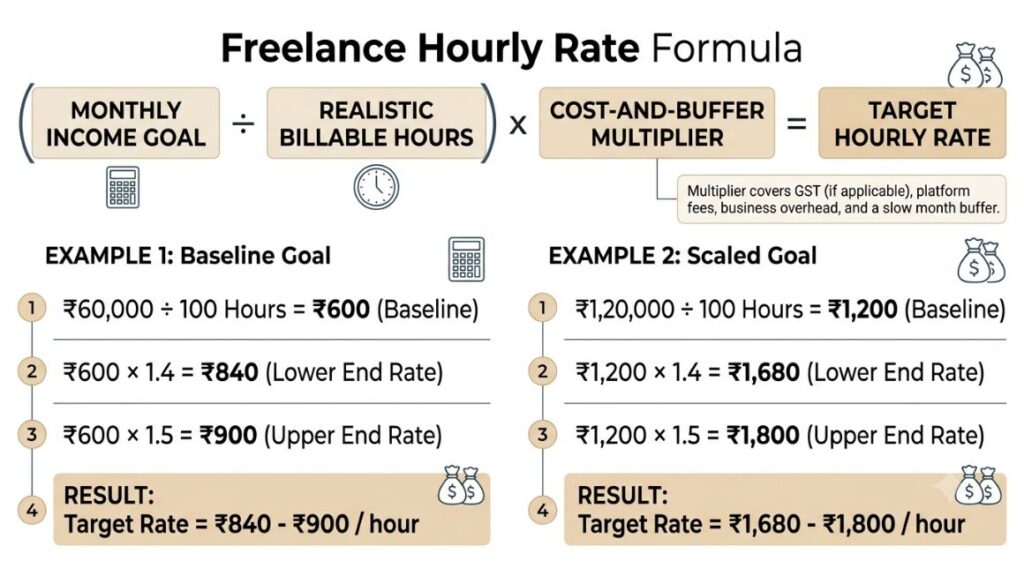 How to Price Your Freelance Services When You're Just Starting Out? 2 the freelance hourly rate formula with examples and a target rate breakdown on how to price freelance services