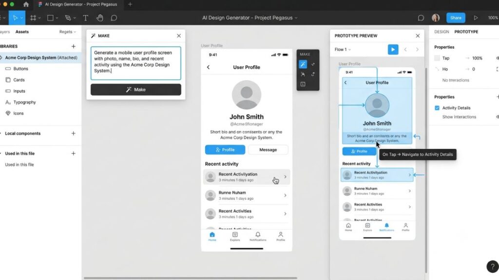 AI Tools for Product Designers: Best Tools in 2026 3 AI Tools for Product Designers - Screenshot of Figma Make with a design-system library attached and a generated prototype in the preview pane