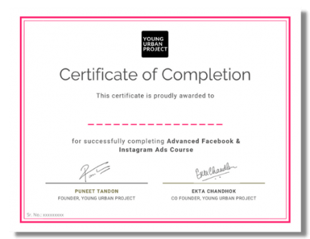 Facebook Ads Course Certificate - Young Urban Project